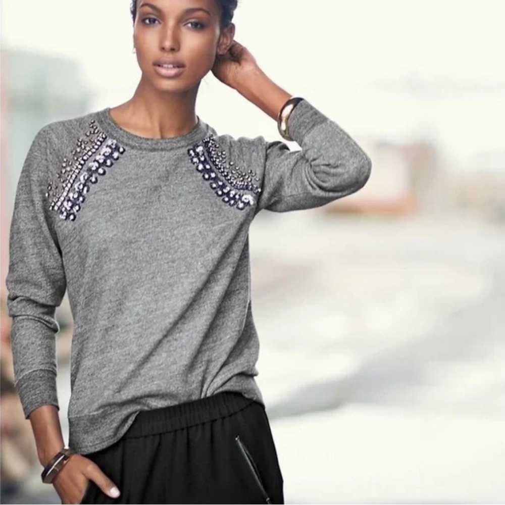 J. Crew Collection- Embellished Raglan Sweatshirt